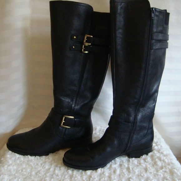Naturalizer Jessie Tall Leather Buckle Riding Boots Womens Black. Size 8M - Picture 2 of 11